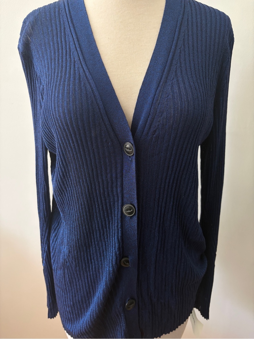 Rag & Bone Women's Ribbed V-Neck Button Cardigan - Navy